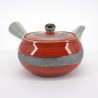 japanese red and grey teapot in ceramic 0,3L SHUMAKI KINSAI