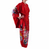 Japanischer traditioneller roter Kimono für Frauen, UTAÔJO, brillante Gedichte und Prinzessinnen
