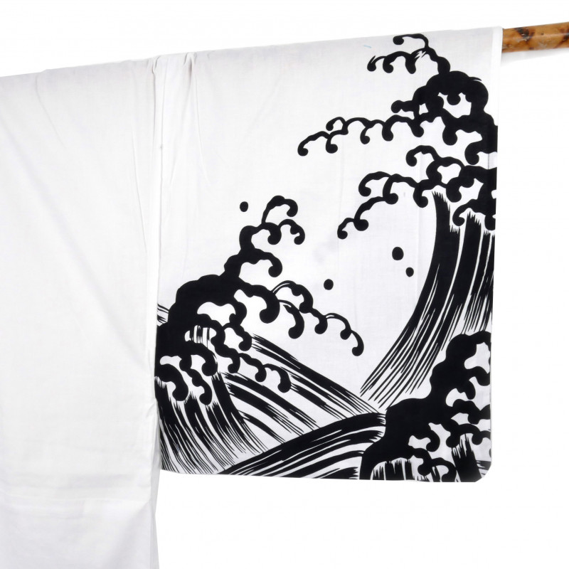 Yukata prestige en coton japonais pour femme KURONAMI blanc