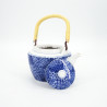 théière japonaise en céramique bleue avec anse patchwork GOJO