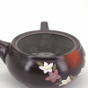 théière kyusu japonaise en terre tokoname noire fleurs KIKYO