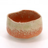 bol japonais à cérémonie du thé - chawan, HAIUWAGUSURI, orange