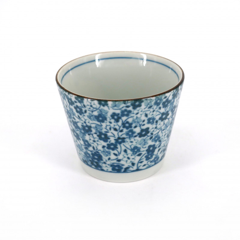 Japanische soba tasse aus keramik, KOHANA blaue blumen