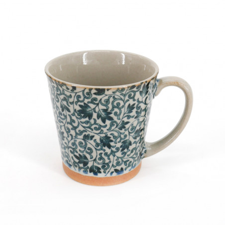 Mug in ceramica giapponese grigia fiorellini blu. Made in Japan