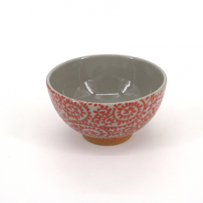 kleine japanische Reisschale aus Keramik, TAKOKARAKUSA rote mustern