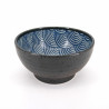 Cuenco de arroz japonés de cerámica, SEIGAIHA olas azules