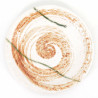 plato blanco y naranja redondo japonés de ceramica, HISUI, torbellino