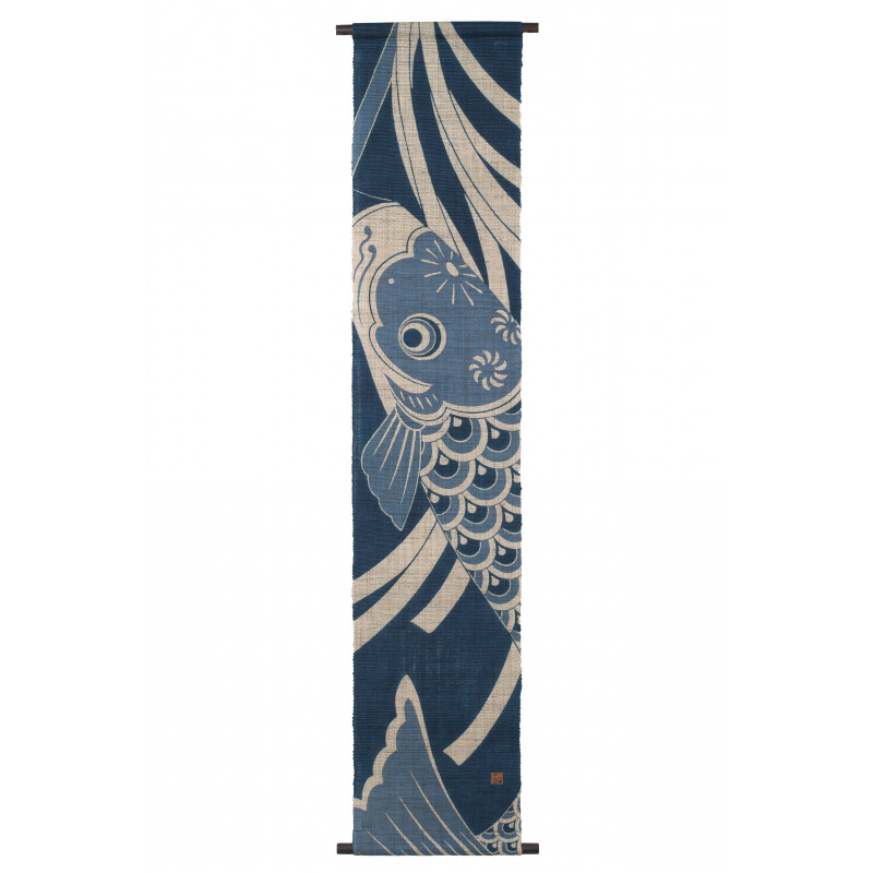 Japanese tapestry in hemp, hand painted, KOINOBORI