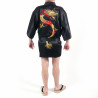 hanten kimono traditionnel japonais noir en coton, RYU Dragon pour homme