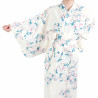 Flores de cerezo blancas japonesas tradicionales de kimono yukata de algodón blanco para mujer