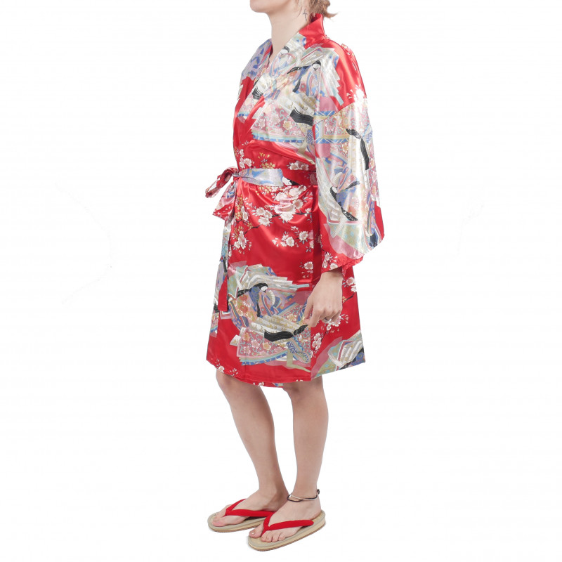 hanten traditional japanese red kimono in polyester dynasty under the ...