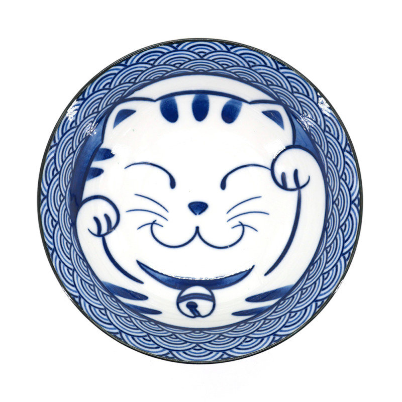 bol japonais à ramen en céramique - AO MANEKINEKO - motif chat