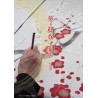 Tapiz de cáñamo, pintado a mano, SUIEN TSUBAKI, Hecho en Japón