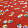 Tejido de algodón rojo japonés con diseño de búho, FUKURO, hecho en Japón, ancho 112 cm x 1m