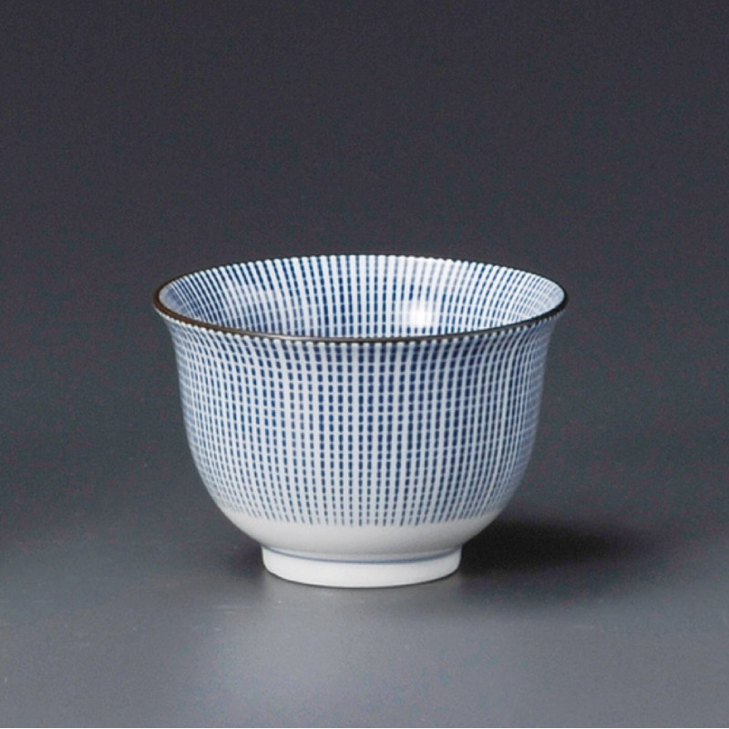 tasse japonaise blanche lignes bleues SENDAN TOKUSA SENCHA