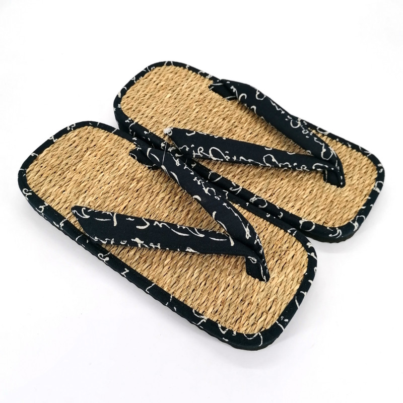 Paire de sandales japonaises zori en jonc de mer, MOTIFS