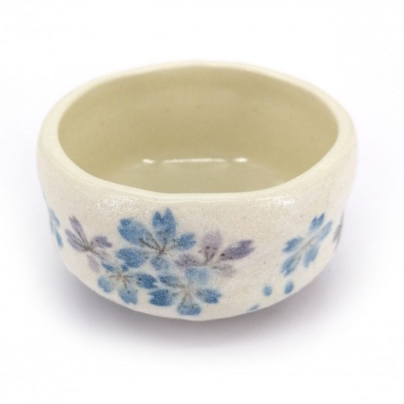 Cuenco de té japonés para ceremonia, SAKURA, azul