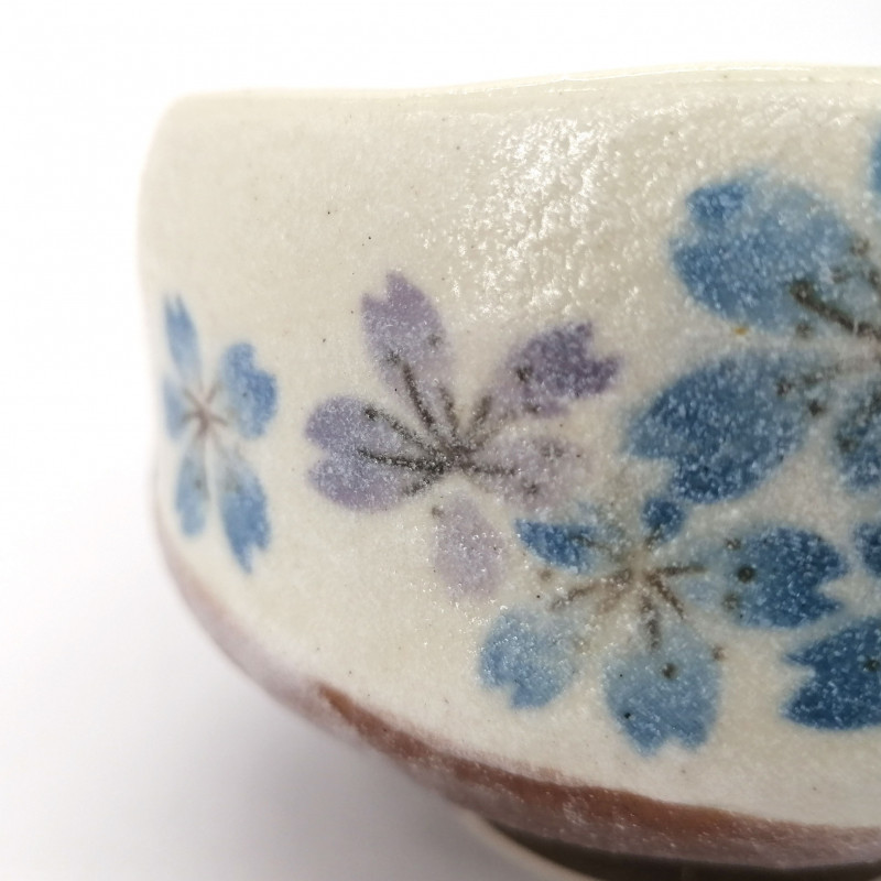 Cuenco de té japonés para ceremonia, SAKURA, azul