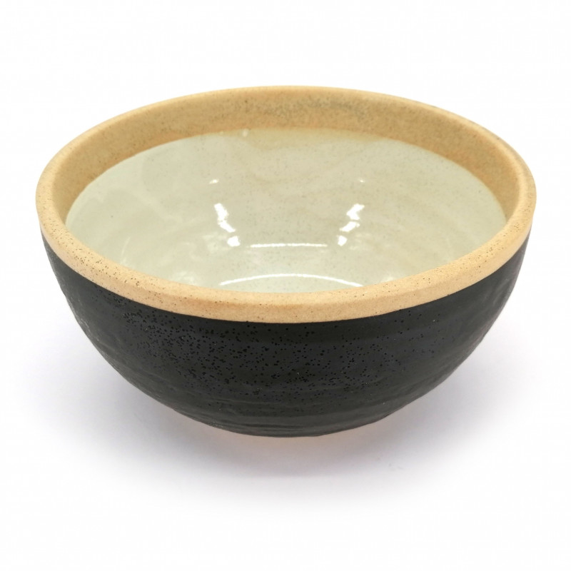 japanese soup bowl in ceramic, SHIRAKABA, beige and grey