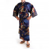 japanischer Herren yukata Kimono - blau, FUJIRYÛ, Drachen und Mount Fuji