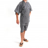 japanischer herren blauer Jinbei-Kimono, KANJI, Kanji Freude und Glück verheißen