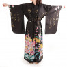 Kimono negro tradicional japonés para mujer., UTAÔJO, poemas y princesas brillantes