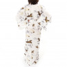 japanischer Yukata Kimono weiße Baumwolle, TSURU, Kräne