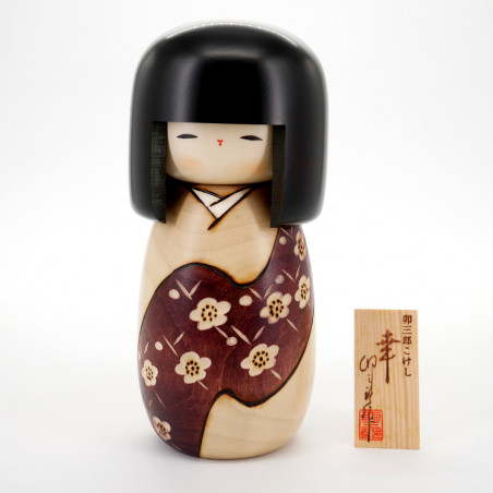 poupée en bois japonaise - kokeshi, SACHI, noire