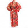 Japanese traditional red cotton yukata kimono chrysanth blooming for ladies