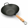 Wok en acier avec manche en bois 33 cm