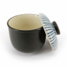 Japanische Teetasse mit Deckel, Chawanmushi, TOKUSA, blaue linien