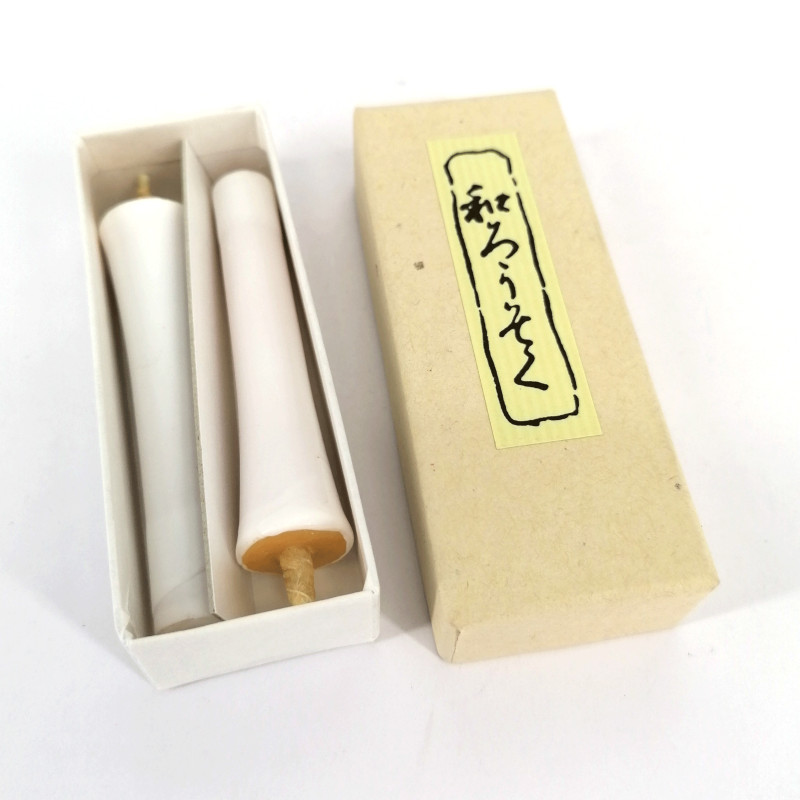 Set of two Japanese white candles, SHIRO KYANDORU