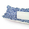 Japanese rectangular plate, white with blue patterns, KARAKUSA