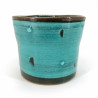 Tazza da tè giapponese grande in ceramica, blu satinato, KYUSAI POINTO