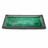 Japanese rectangular plate, green crackled enamel, WARETA