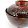 Soup bowl, wood effect, red interior, KI NO KOKA