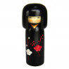 muñeca de madera japonesa - kokeshi, SACHI NO HANA, negro