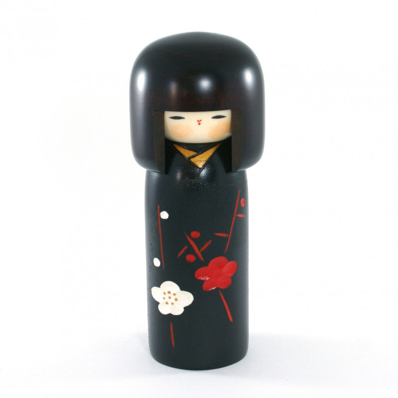 japanische hölzerne Puppe - Kokeshi, SACHI NO HANA, schwarz