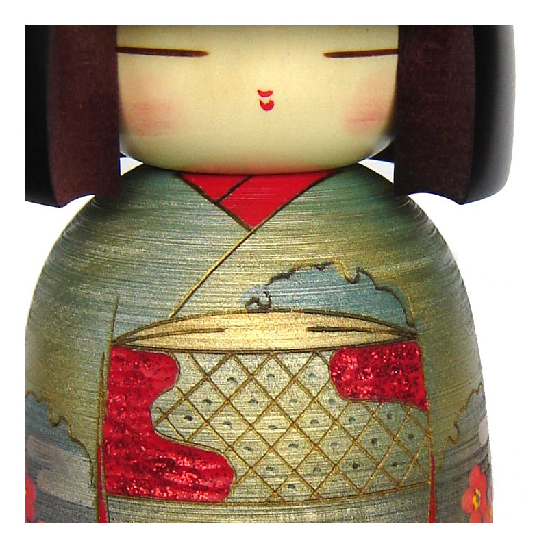 Poupée japonaise KOKESHI en bois. fabriquée à la main au Japon - SHUNKO