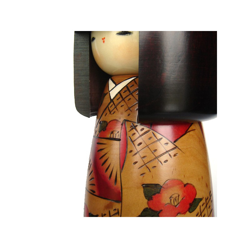 japanische hölzerne Puppe - Kokeshi, KANTSUBAKI, rot