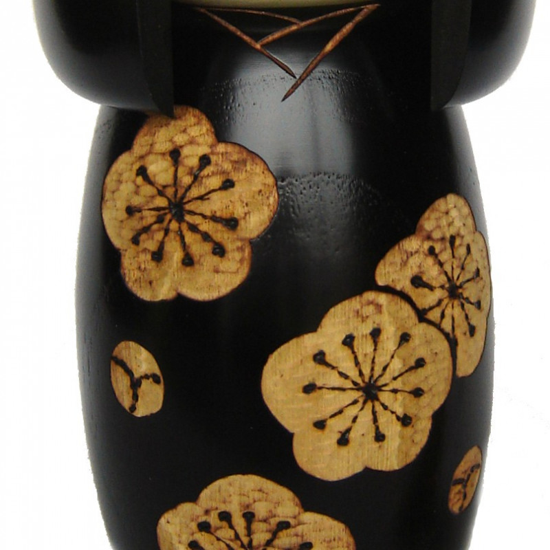 bambola di legno giapponese - kokeshi, KOUBAI, nero