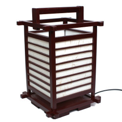 Lampe japonaise rouge bois et papier 2034