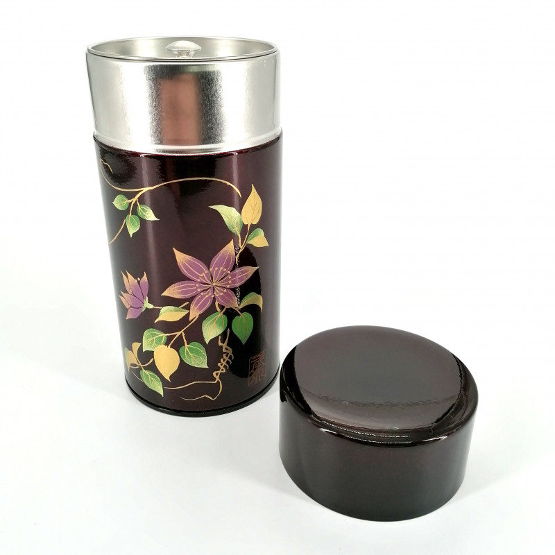 Caja de té japonesa de metal, HONKIN TESSEN, Color burdeos, hecha en Japón