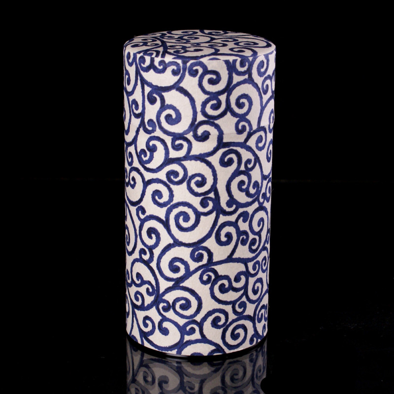 Caja de té japonesa de papel washi, AIZOME KARAKUSA, azul