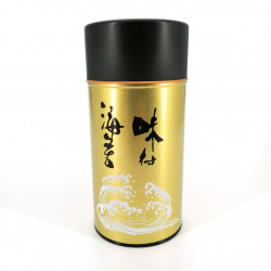 Large Japanese metal tea caddy, 300 g, gold, AJITSUKE NORI