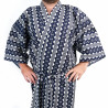 Kimono happi tradizionale giapponese in cotone blu con motivi a catena per uomo