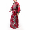 Japanese traditional red kimono for women with peony and cherry blossom