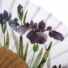 Ventaglio giapponese blu in cotone poliestere e motivo a iris di bambù, SHOBU, 20,5 cm