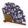 Red Japanese cotton and bamboo fan with morning face flower pattern, ASAGAO, 21.3cm