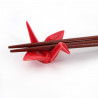 Paar rote japanische Essstäbchen aus Holz mit japanischem Kranichmuster, TSURU